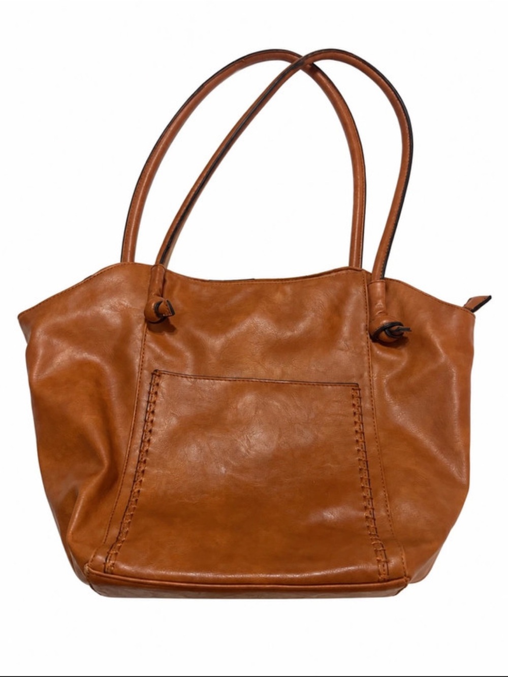 Classic Cognac Leather Tote Bag - Women's Shoulder Bag